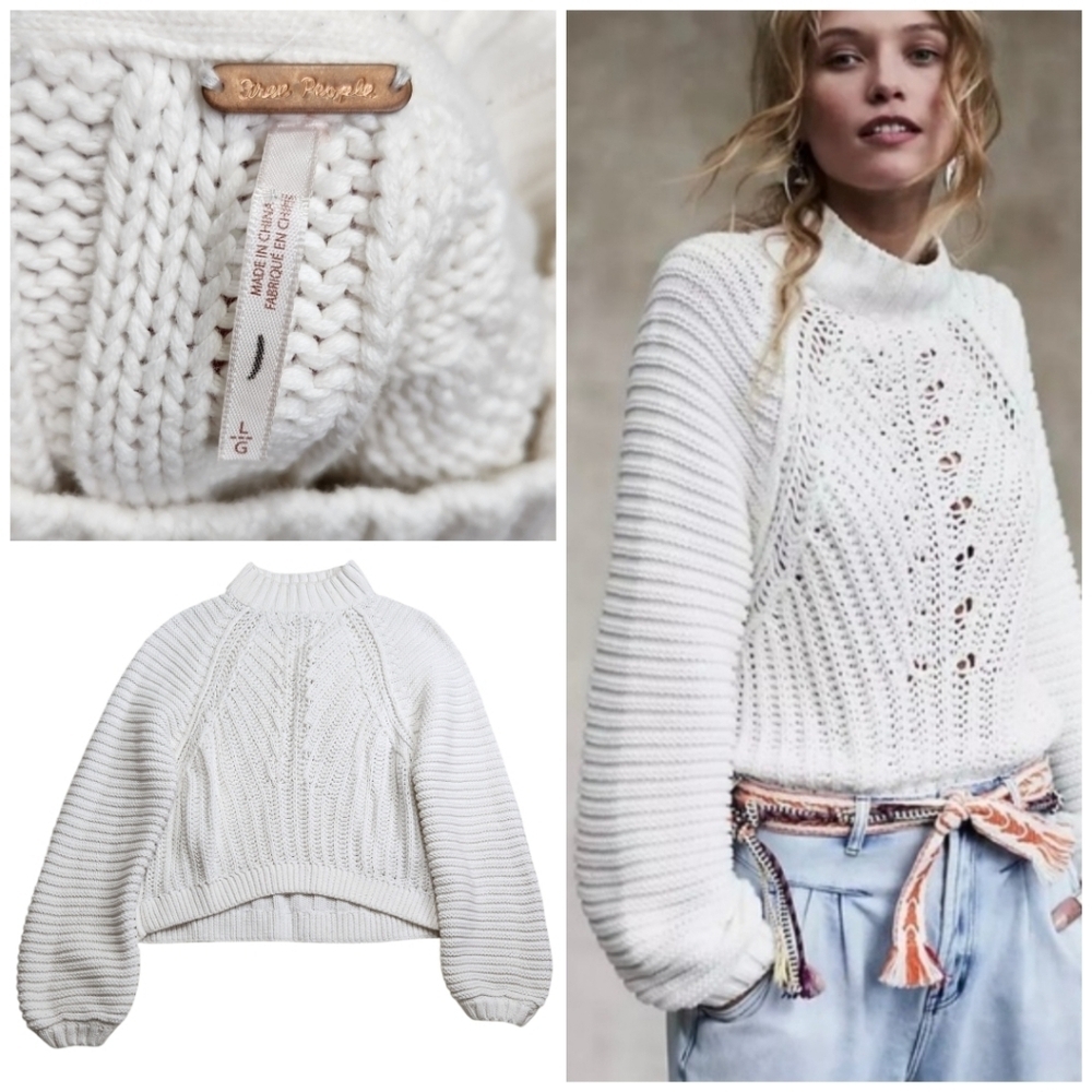 Free People White Turtleneck Sweater